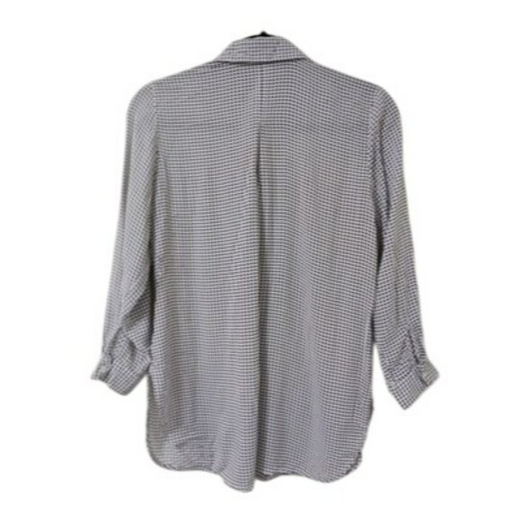 Grand & Greene Shirt S Houndstooth Pattern Womens Black & White Button-Up - Picture 3 of 10